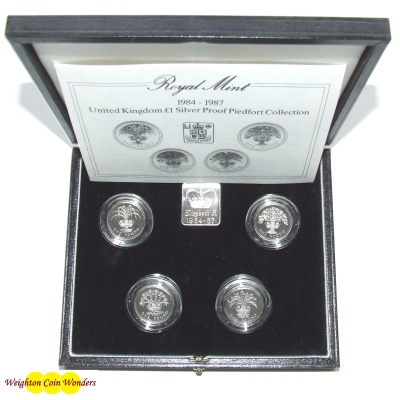 (image for) 1984-1987 Silver Proof PIEDFORT £1 Collection (4 coins)